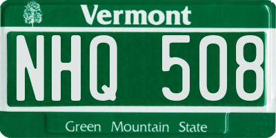 VT license plate NHQ508