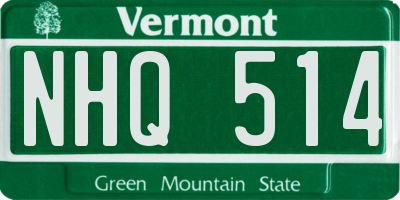 VT license plate NHQ514