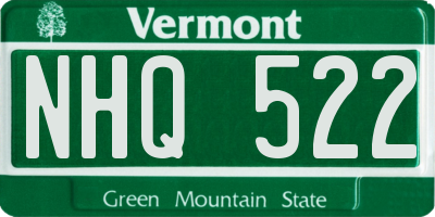 VT license plate NHQ522