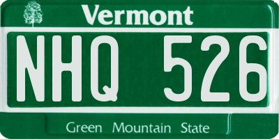 VT license plate NHQ526