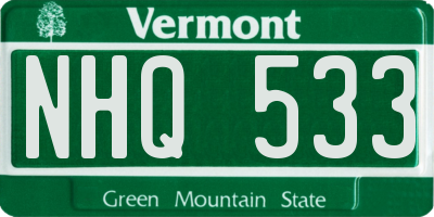 VT license plate NHQ533