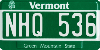 VT license plate NHQ536