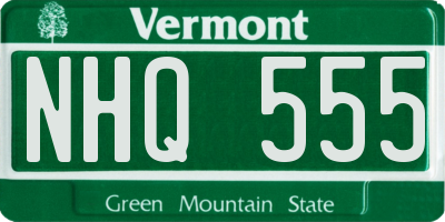 VT license plate NHQ555