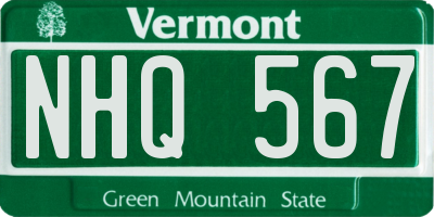 VT license plate NHQ567