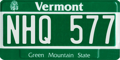 VT license plate NHQ577