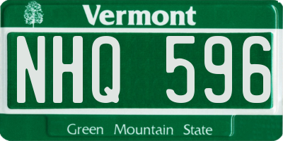 VT license plate NHQ596