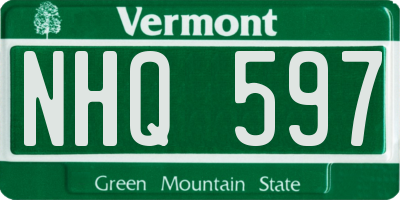 VT license plate NHQ597