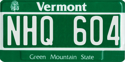 VT license plate NHQ604
