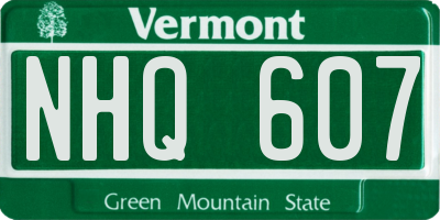 VT license plate NHQ607