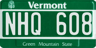 VT license plate NHQ608