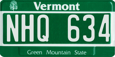 VT license plate NHQ634