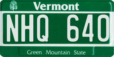 VT license plate NHQ640