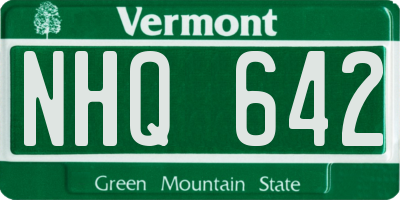 VT license plate NHQ642