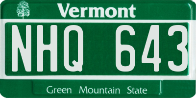 VT license plate NHQ643