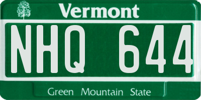 VT license plate NHQ644