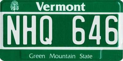 VT license plate NHQ646