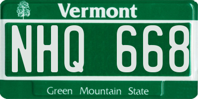 VT license plate NHQ668