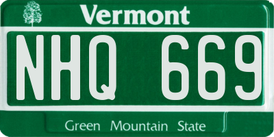 VT license plate NHQ669