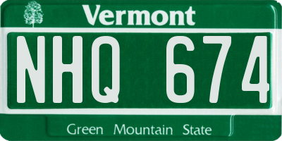 VT license plate NHQ674