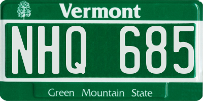 VT license plate NHQ685