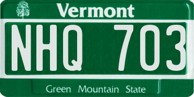 VT license plate NHQ703