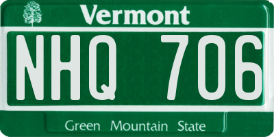 VT license plate NHQ706