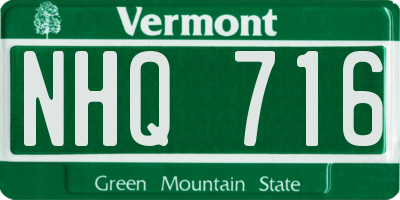 VT license plate NHQ716