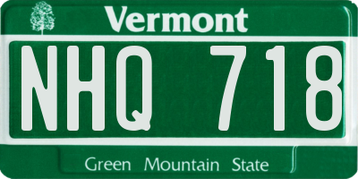 VT license plate NHQ718