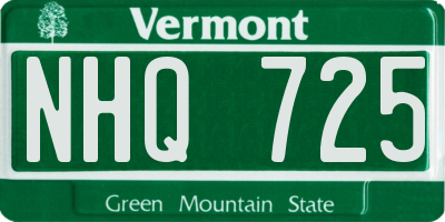 VT license plate NHQ725