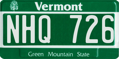 VT license plate NHQ726