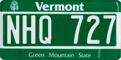 VT license plate NHQ727