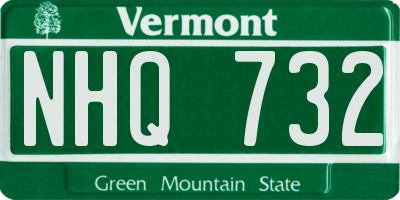VT license plate NHQ732