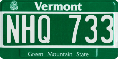 VT license plate NHQ733