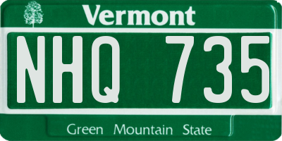 VT license plate NHQ735