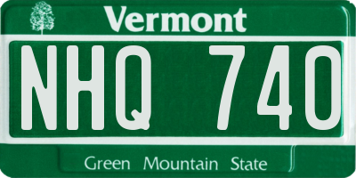 VT license plate NHQ740