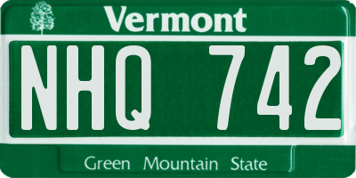 VT license plate NHQ742