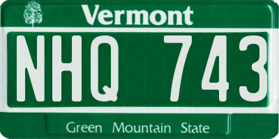 VT license plate NHQ743
