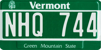 VT license plate NHQ744
