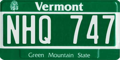 VT license plate NHQ747