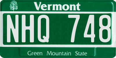 VT license plate NHQ748