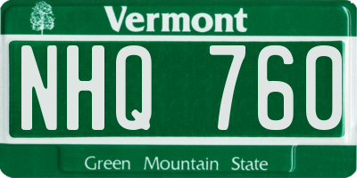 VT license plate NHQ760