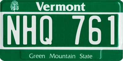 VT license plate NHQ761