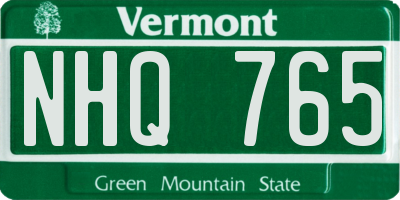 VT license plate NHQ765