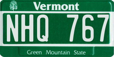 VT license plate NHQ767