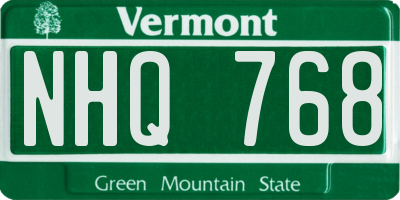 VT license plate NHQ768