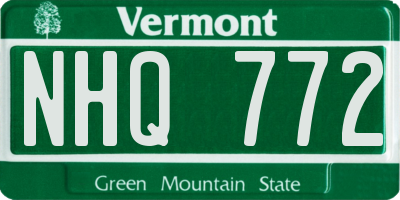 VT license plate NHQ772