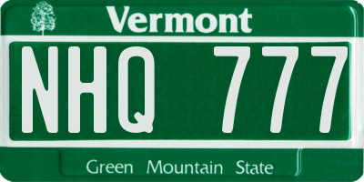 VT license plate NHQ777
