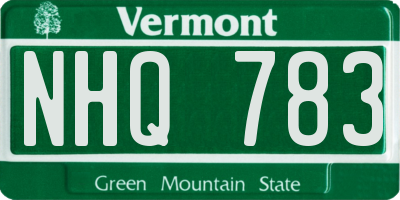 VT license plate NHQ783