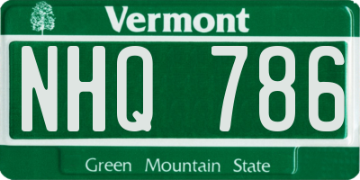 VT license plate NHQ786