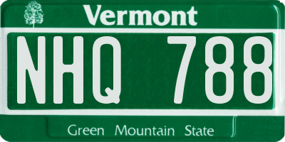 VT license plate NHQ788